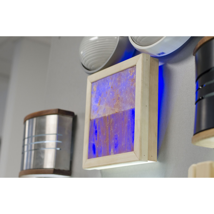 Himalaju sāls LED RGB lampa, ciedra koks