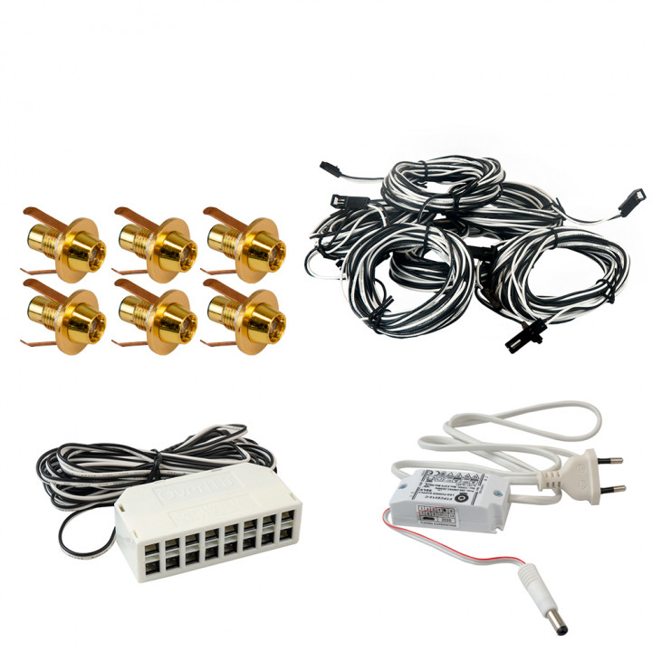 LedLite 6 LED pirts apgaismojuma komplekts, zelta krāsā
