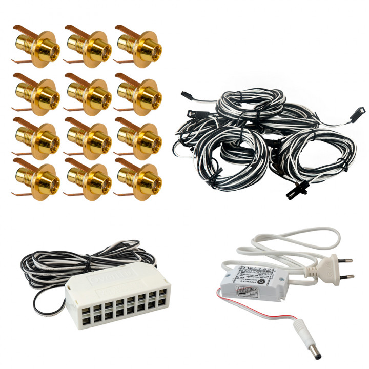LedLite 12 LED pirts apgaismojuma komplekts, zelta krāsā