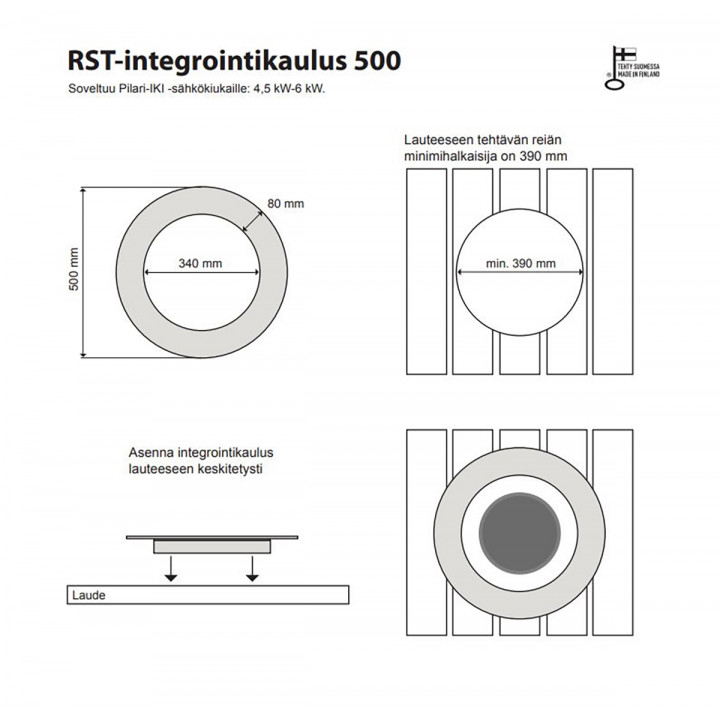 Iebūvējamais atloks 500 - IKI Pilari sildītājam