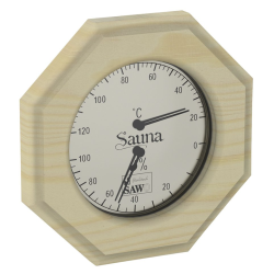 SAWO termo-higrometrs 241-THP, astoņstūrains, priede 