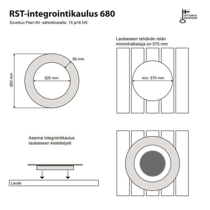 Iebūvējamais atloks 680 - IKI Pilari sildītājam