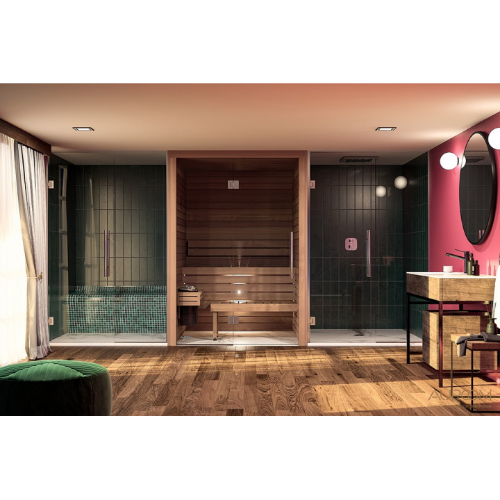Auroom pirts kabīne 150x150x205cm, ar stiklu
