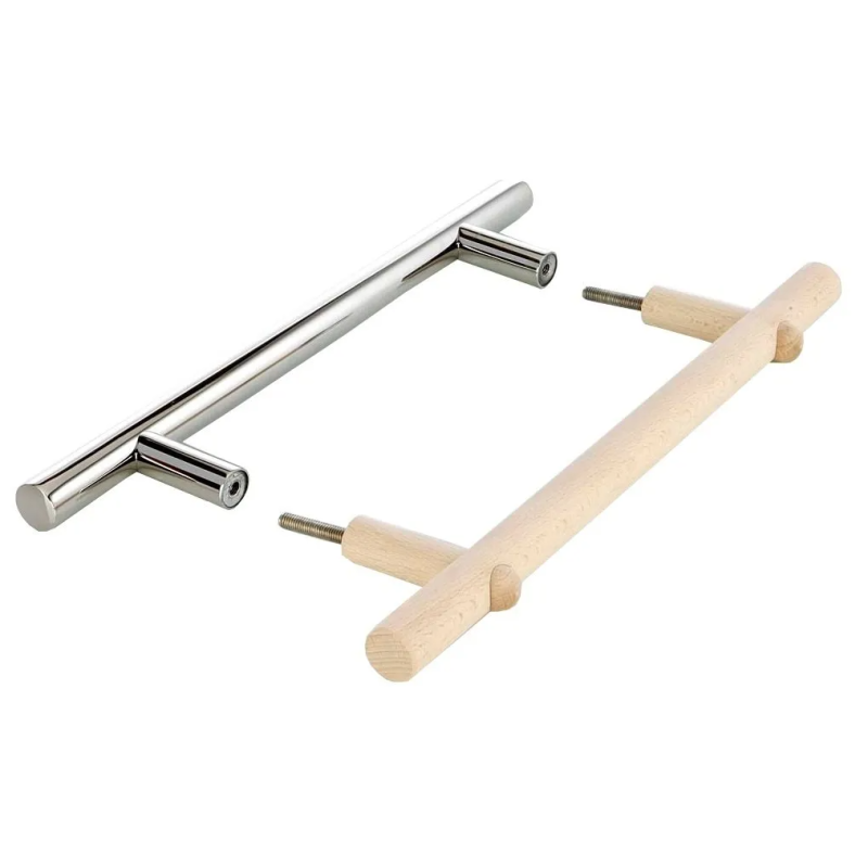 Nerūsējošā tērauda un koka durvju rokturu komplekts