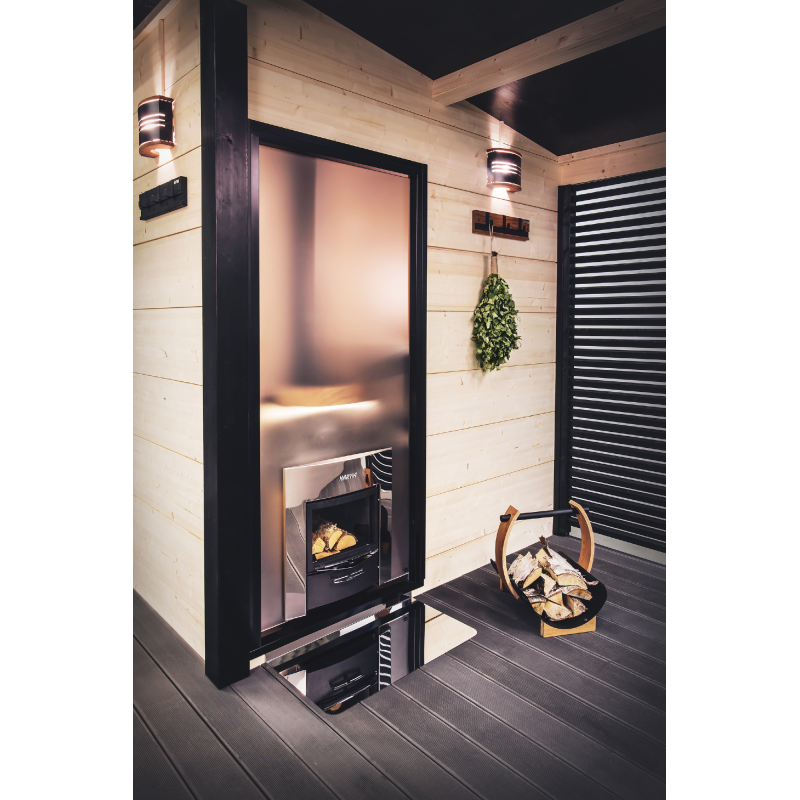 HARVIA Duo stikla siena 9 x 19 ar rāmi, alumīnija melns