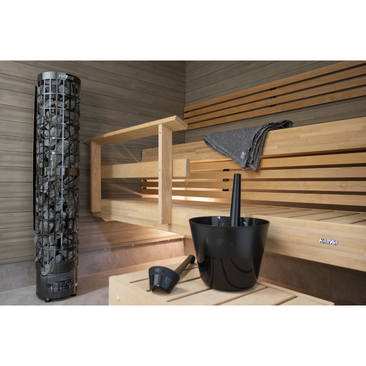 Elektriskā pirts krāsns - HARVIA Cilindro Black Steel PC66E 6,6 kW