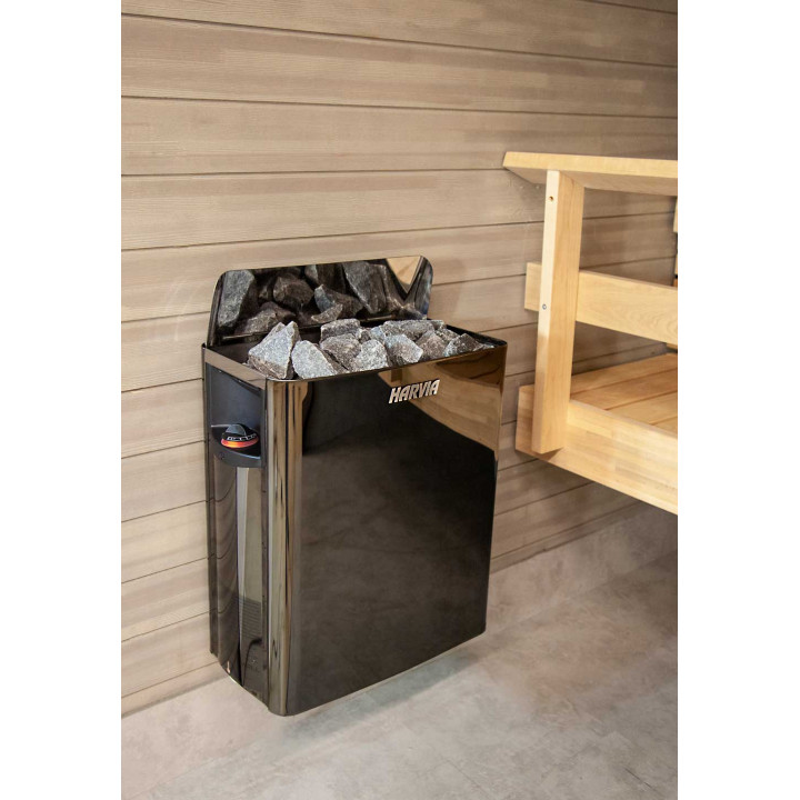 Elektriskā pirts krāsns - HARVIA The Wall Black Steel SW60 6 kW