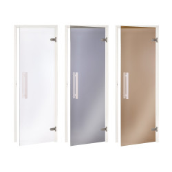 AD stikla pirts durvis, balts rāmis 