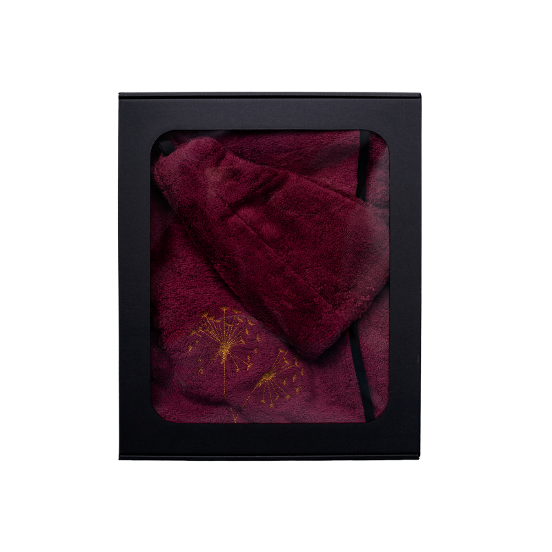 Dāvanu komplekts dāvanu kastītē VIŅAI. Sieviešu pirts cepure un priekšauts - BURGUNDY