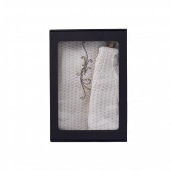 Dāvanu komplekts dāvanu kastītē VIŅAI. Sieviešu pirts cepure un priekšauts - LINS, izšūts