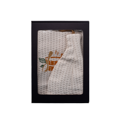 Dāvanu komplekts dāvanu kastītē VIŅAM. Vīriešu pirts cepure un priekšauts - LINS, izšūts 