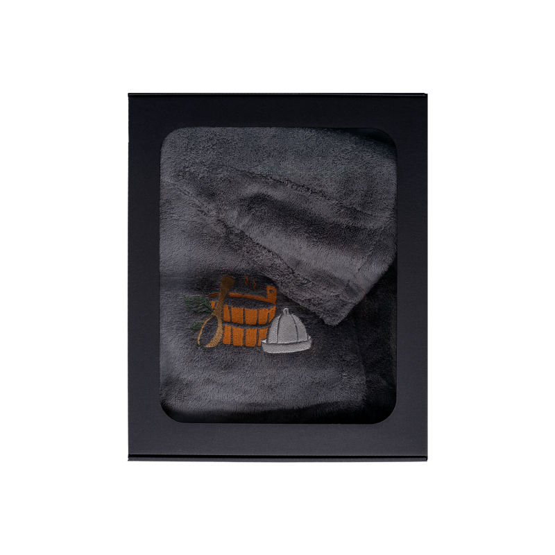 Dāvanu komplekts dāvanu kastītē VIŅAM. Vīriešu pirts cepure un priekšauts - PELĒKS