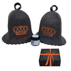 Dāvanu komplekts dāvanu kastītē DARK KINGS. Pirts cepures un mentola kristāli 
