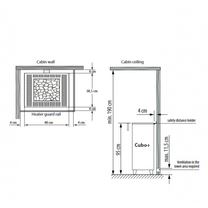 Elektriskā pirts krāsns - EOS Cubo Plus, 9 kW