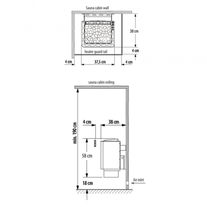 Elektriskā pirts sildītājs - EOS Thermat W 4,5 kW