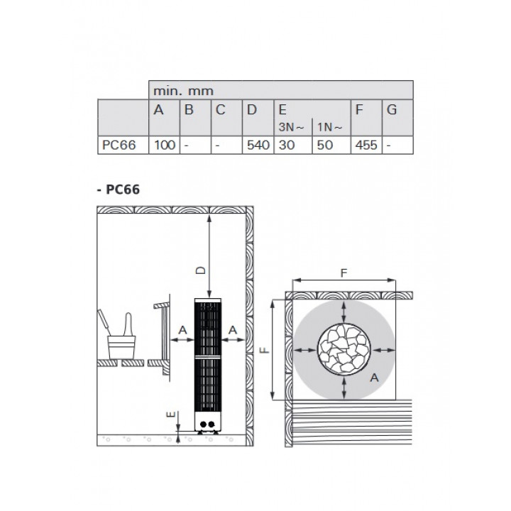 Elektriskā pirts krāsns - HARVIA Cilindro Black Steel PC66 6,6 kW