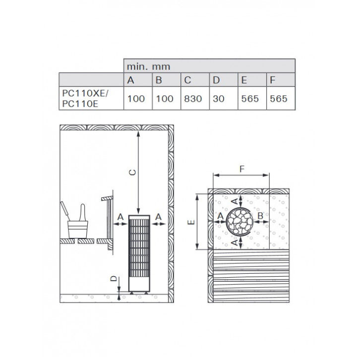 Elektriskā pirts krāsns - HARVIA Cilindro PC110XE 10,8 kW