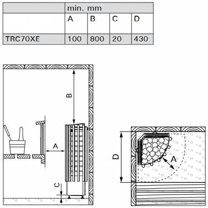 Elektriskā pirts krāsns - HARVIA Glow Corner TRC70EE 6,8 kW