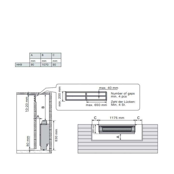 Elektriskais pirts sildītājs - HARVIA Hidden Heater HH9 9,0 kW
