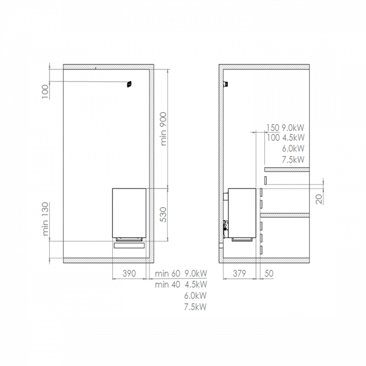 Elektriskā pirts krāsns - Harvia Virta Wall HLW60E 6,0 kW