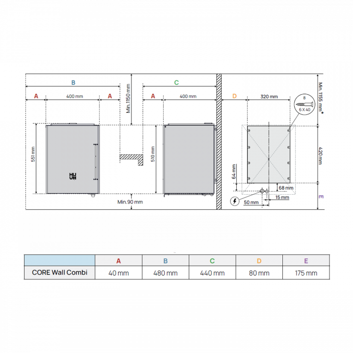 Elektriskā pirts krāsns - HUUM Core Wall Combi 6, balta