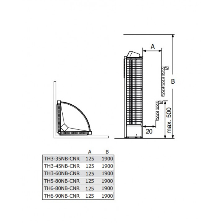 Elektriskā pirts sildītājs – SAWOTEC Tower Corner, ar vadības bloku