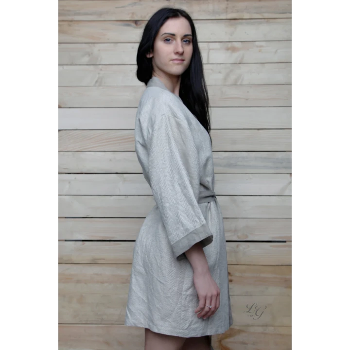 Roku darbs lina halāts - kimono XS-S