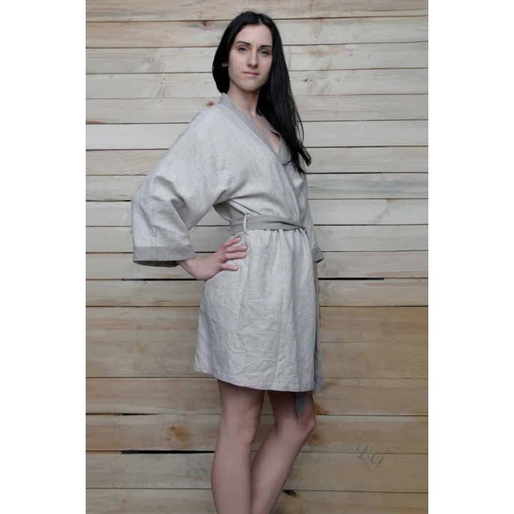 Roku darbs lina halāts - kimono XS-S