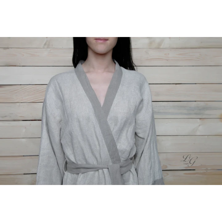 Roku darbs lina halāts - kimono XS-S