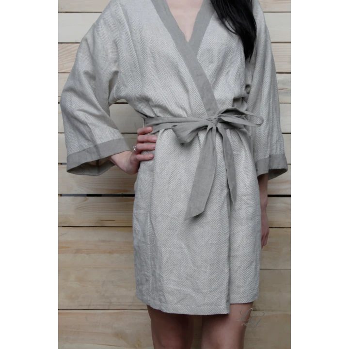 Roku darbs lina halāts - kimono XS-S
