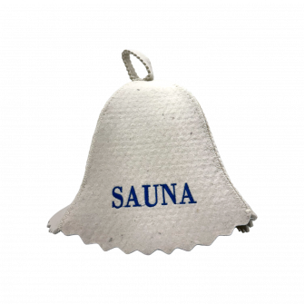 Pirts cepure - SAUNA, ar zilu uzrakstu