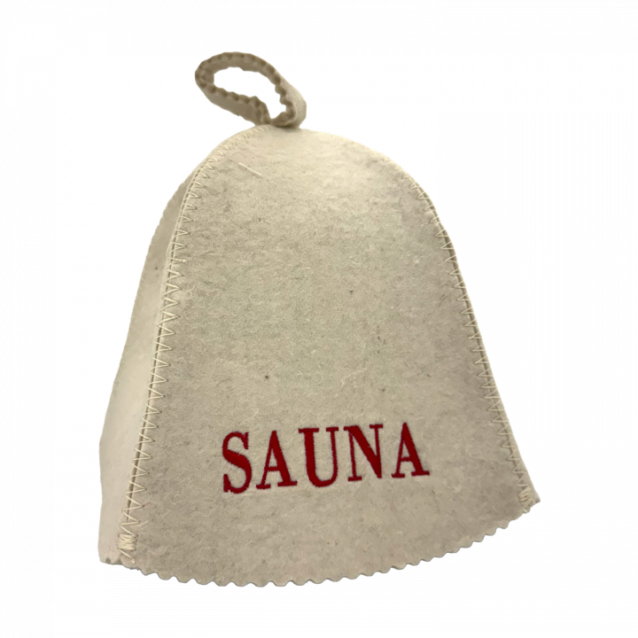 Pirts cepure - SAUNA, ar sarkanu uzrakstu