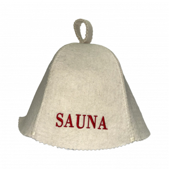Pirts cepure - SAUNA, ar sarkanu uzrakstu