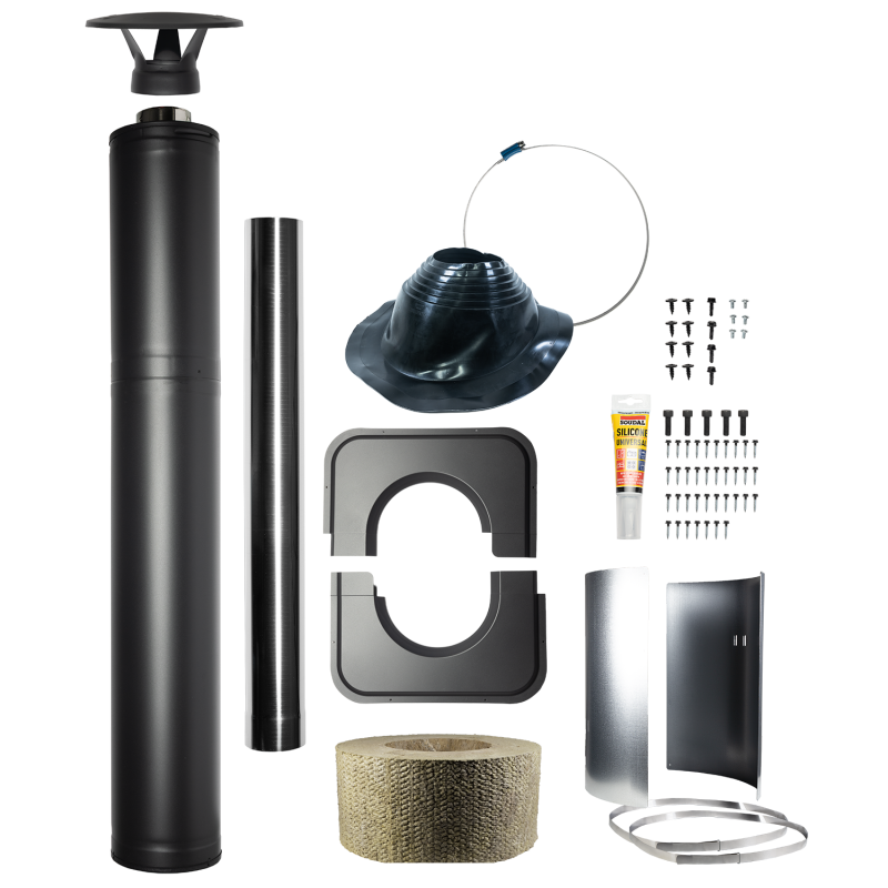 Tērauda izolēts skursteņa komplekts - HARVIA, melns