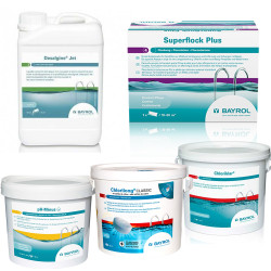 Apkopes komplekts ar hloru, baseiniem ar lielu filtru 