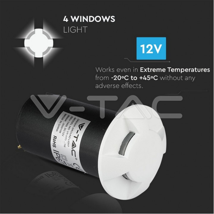 1W LED pakāpienu apgaismojums, balts, 4 virzienu, 3000K