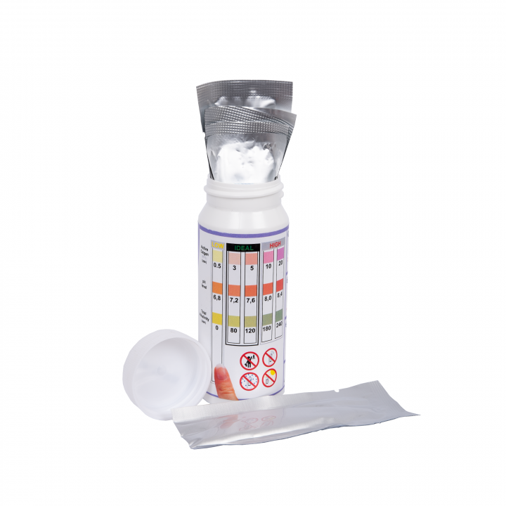 Ūdens testa strēmeles Easy-Dip 3 in 1, pH/O2/sārmainības noteikšanai, 50 gab.