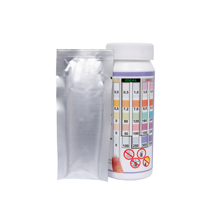 Ūdens testa strēmeles Easy-Dip 5 in 1, pH/CL/BR/stabilizators/sārmainība/cietības pārbaude