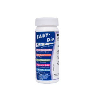 Ūdens testa strēmeles Easy-Dip 5 in 1, pH/CL/BR/stabilizators/sārmainība/cietības pārbaude